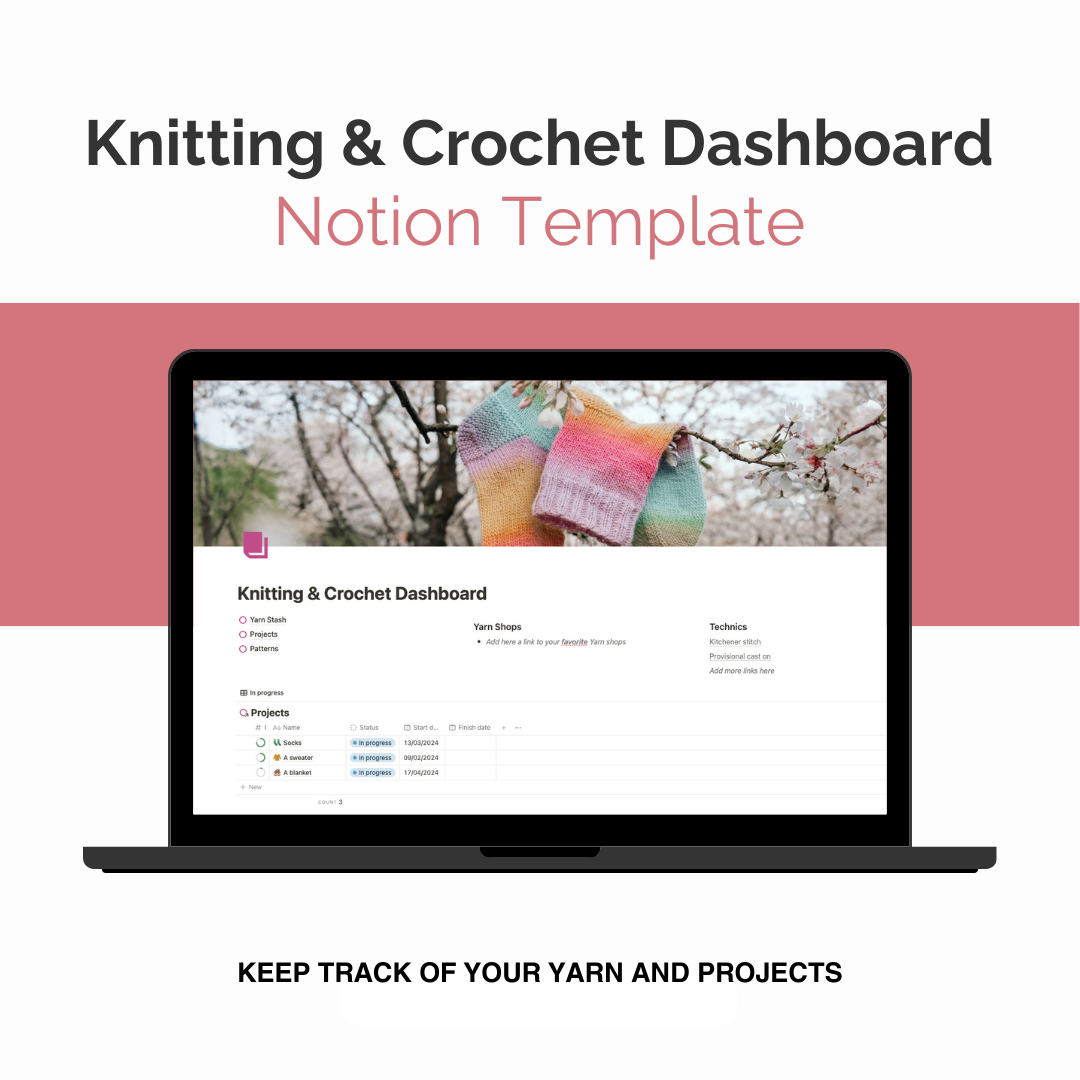 Notion Knitting and Crochet Dashboard