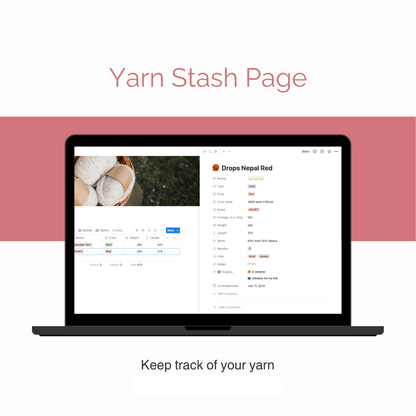 Notion Knitting and Crochet Dashboard