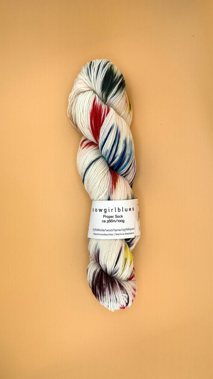 Cowgirl Blues Proper Sock. Gradient Hand Dyed. ColourPopCrafts