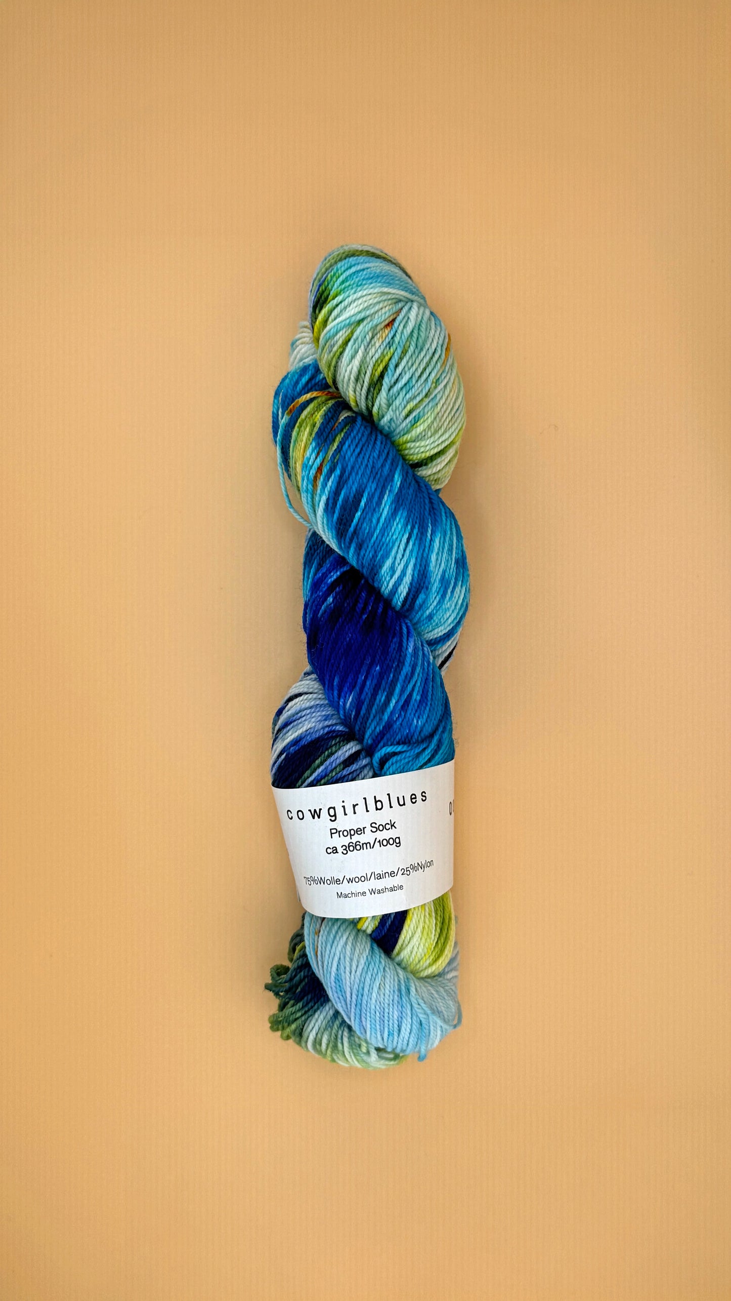Cowgirl Blues Proper Sock. Gradient Hand Dyed. ColourPopCrafts
