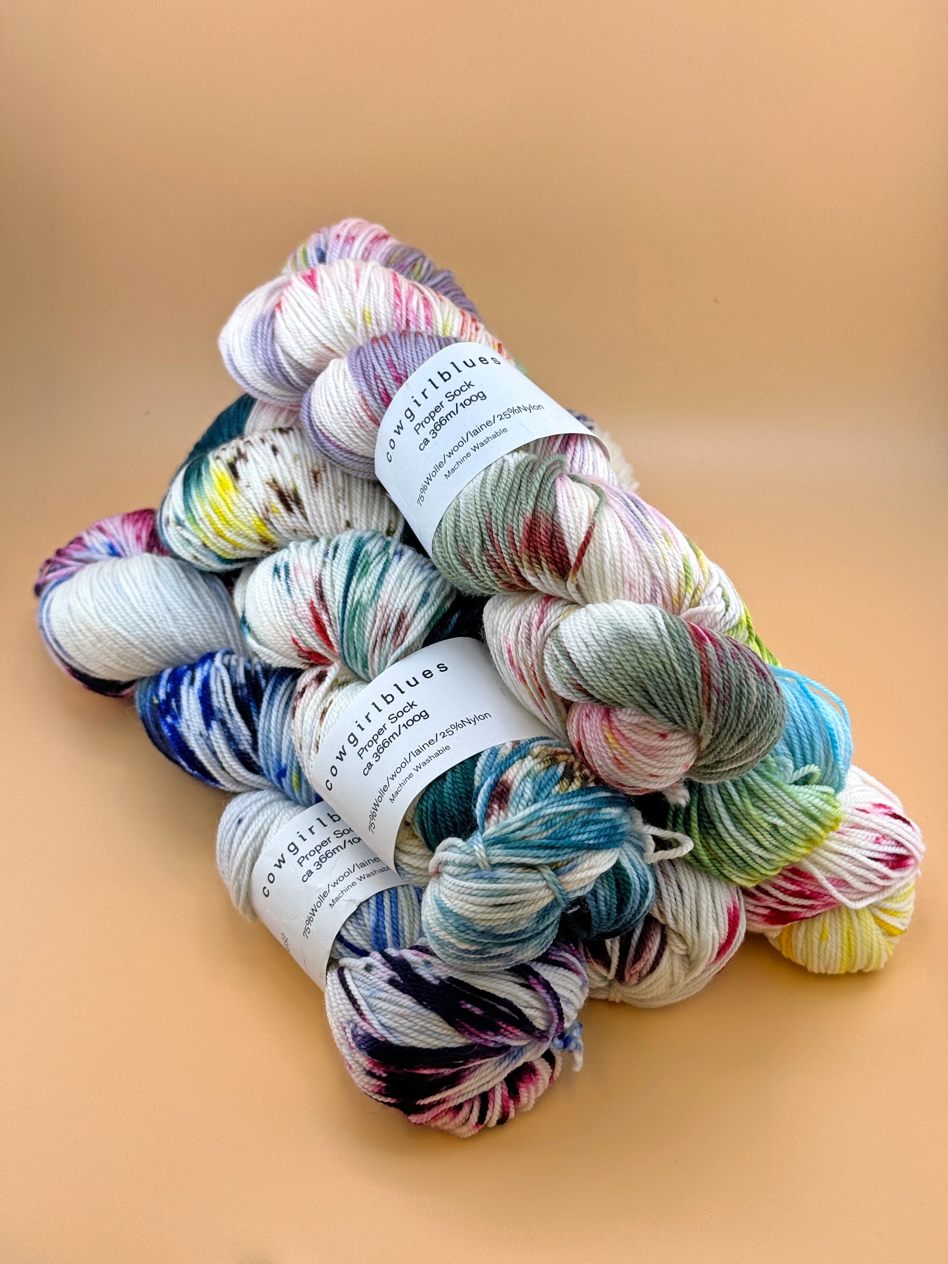 Cowgirl Blues Proper Sock. Gradient Hand Dyed. ColourPopCrafts