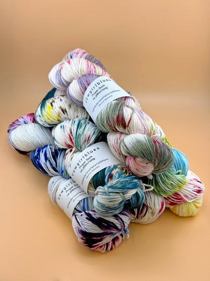 Cowgirl Blues Proper Sock. Gradient Hand Dyed. ColourPopCrafts