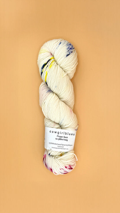 Cowgirl Blues Proper Sock. Gradient Hand Dyed. ColourPopCrafts