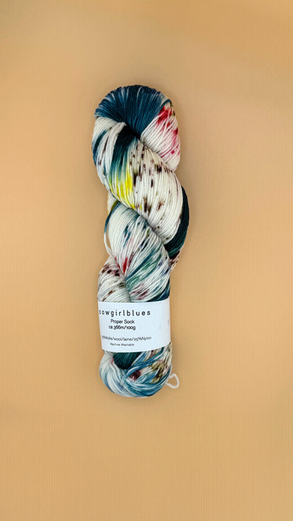 Cowgirl Blues Proper Sock. Gradient Hand Dyed. ColourPopCrafts