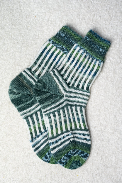 Enschede Socks. A Playful Colorwork Knitting Pattern for Mini Skeins