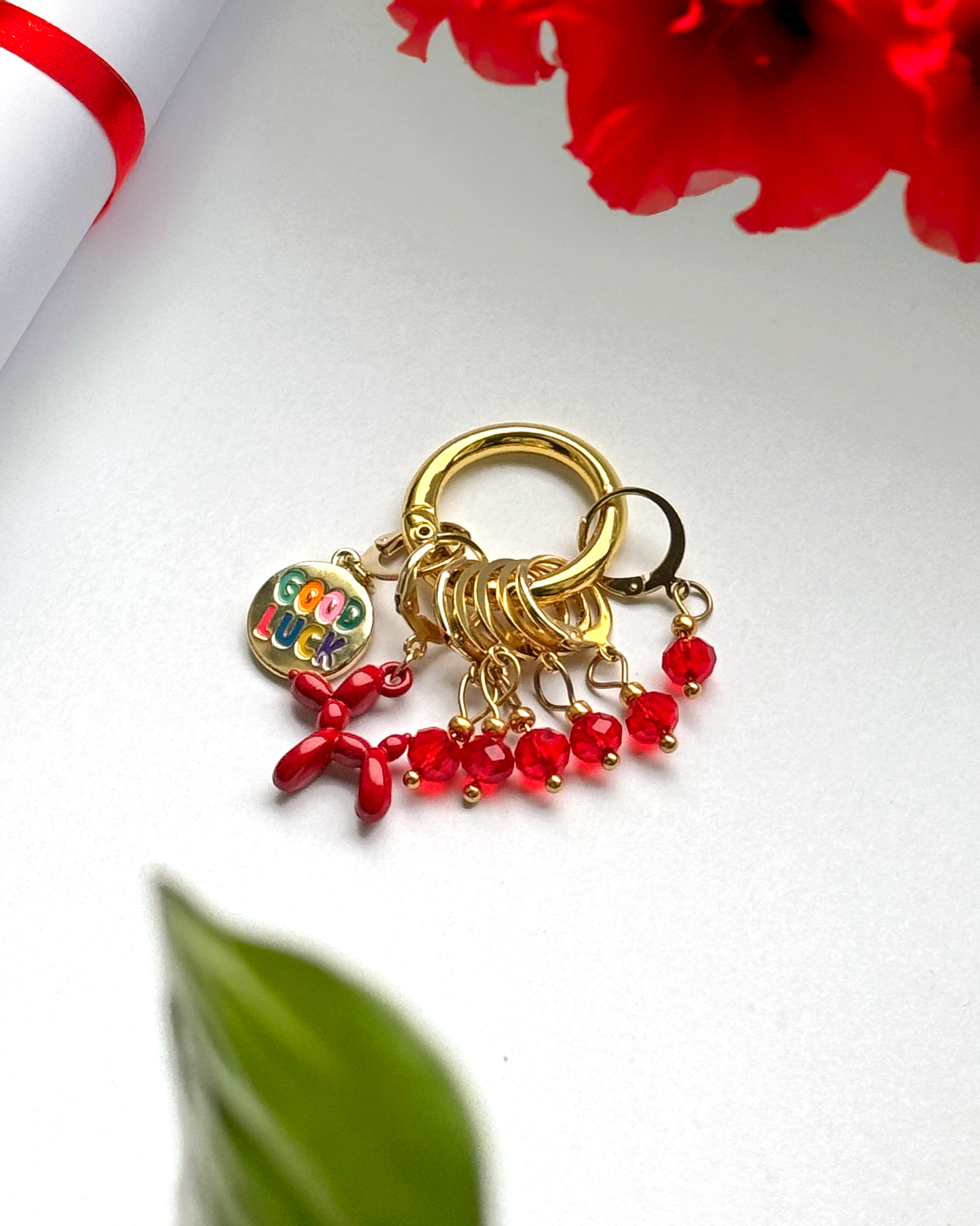 Handmade Stitch Markers for Knitting & Crochet with Red Beads