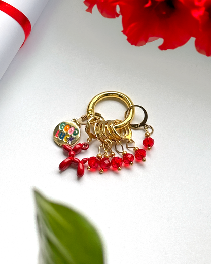 Handmade Stitch Markers for Knitting & Crochet with Red Beads