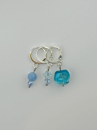 Handmade Ice Blue Stitch Marker Set