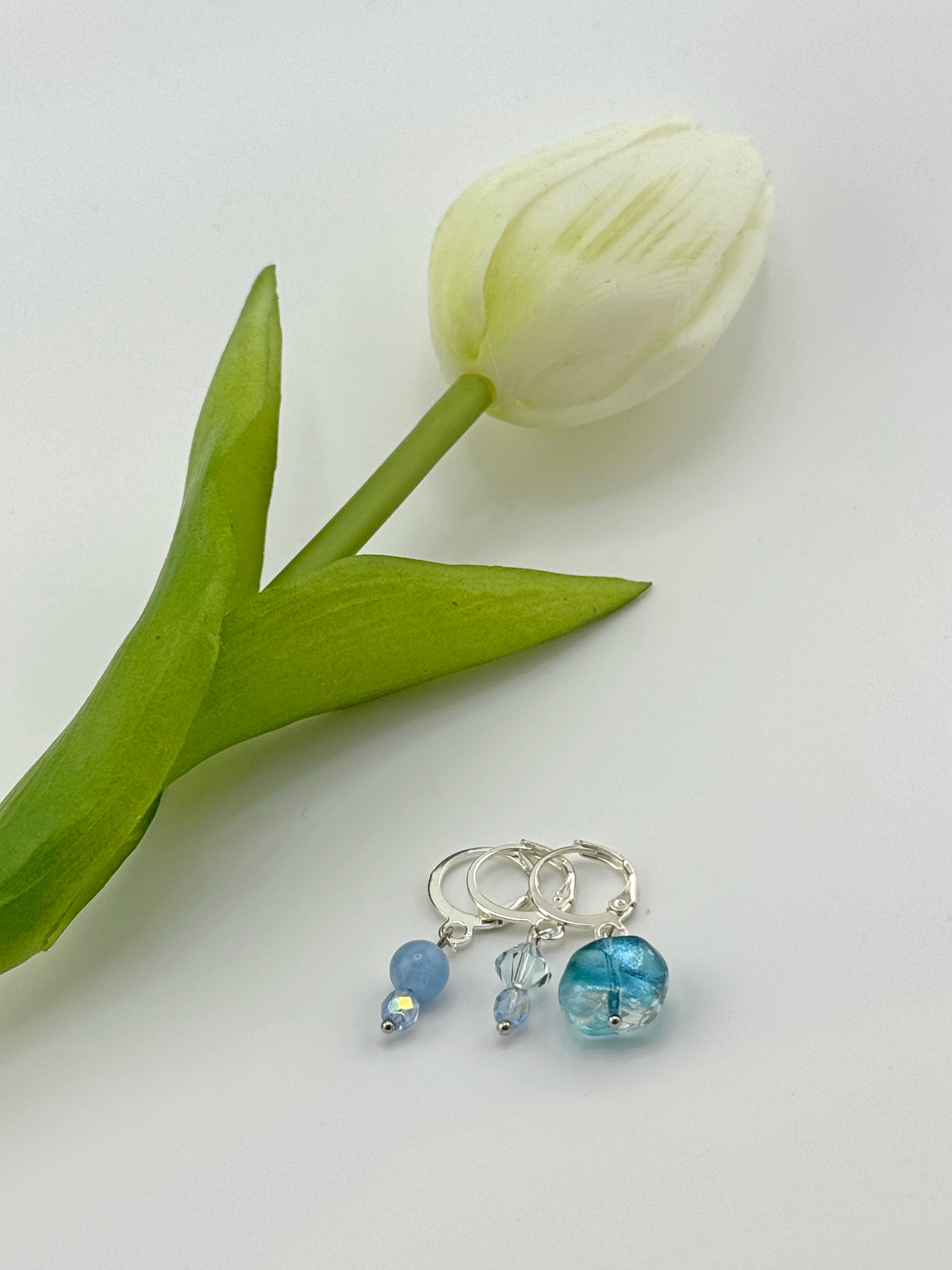 Handmade Ice Blue Stitch Marker Set