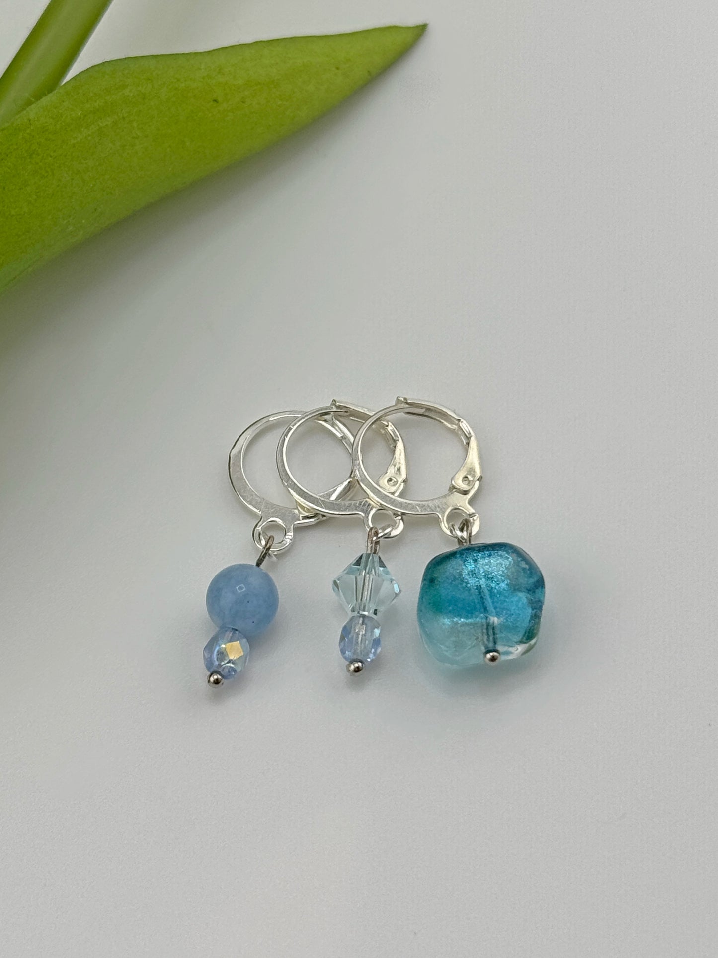Handmade Ice Blue Stitch Marker Set