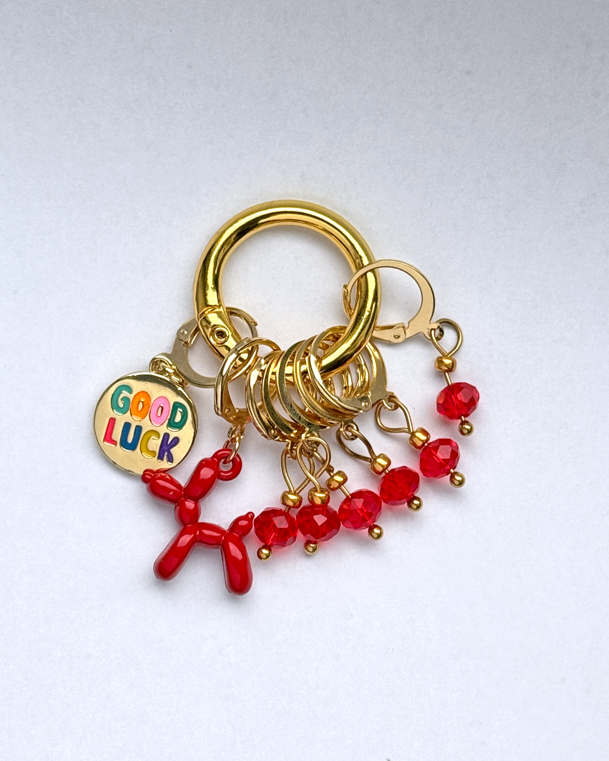 Handmade Stitch Markers for Knitting & Crochet with Red Beads