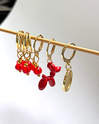 Handmade Stitch Markers for Knitting & Crochet with Red Beads