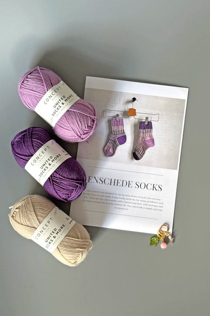 Enschede Socks Kit. Yarn, Pattern & Stitch Markers
