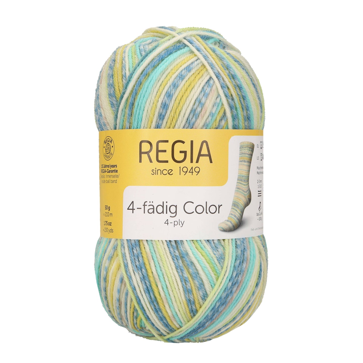 REGIA Sock Wool 4-ply Colour: Funky Turquoise And Lime Color