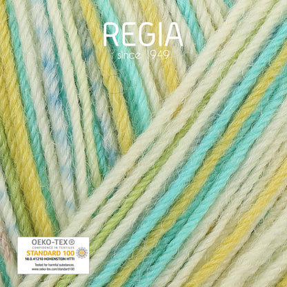 REGIA Sock Wool 4-ply Colour: Funky Turquoise And Lime Color