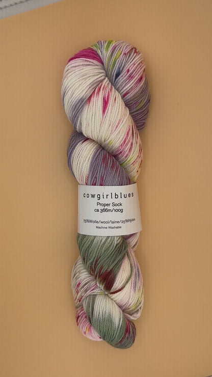 Cowgirl Blues Proper Sock. Gradient Hand Dyed.